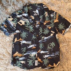 OshKosh B'gosh Black Tropical Palm Button-Up Shirt